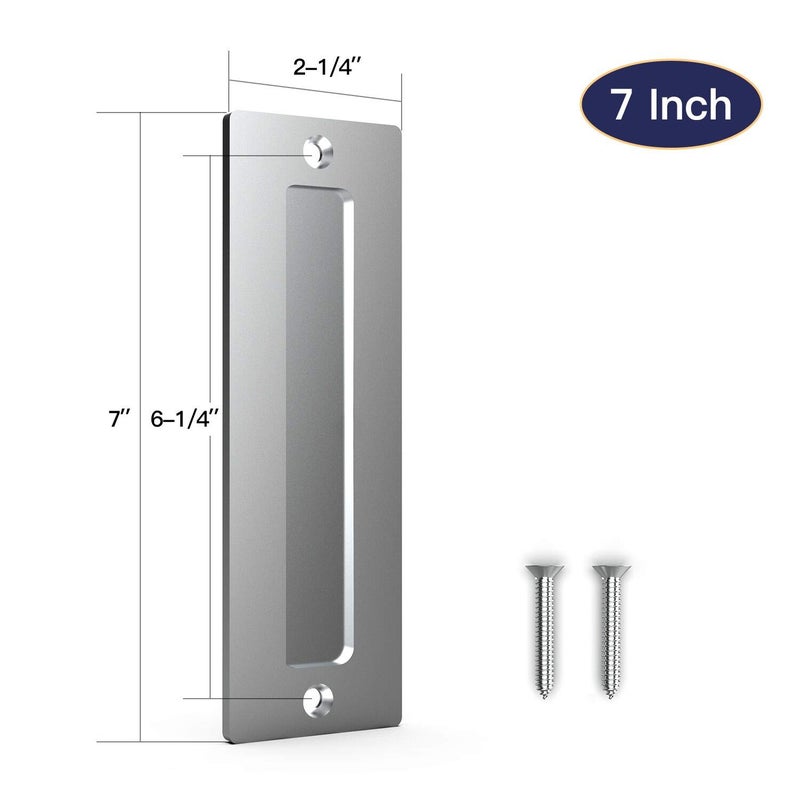 Orgerphy Stainless 7â€ Barn Door Handle Finger Pull Set (1 Pack)| Heavy Duty Modern Simple Invisible Handle for Gates Garages Sheds Barn Door, Pocket Door | with Flat Bottom Easy to Install - Image 2